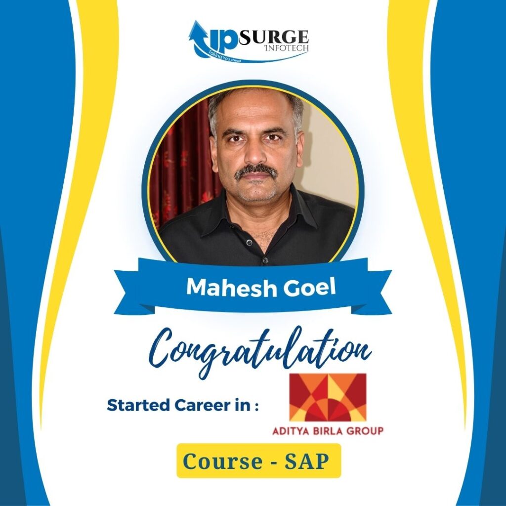 Upsurge Infotech SAP Placement Success Mahesh goel